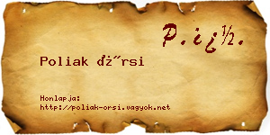 Poliak Örsi névjegykártya